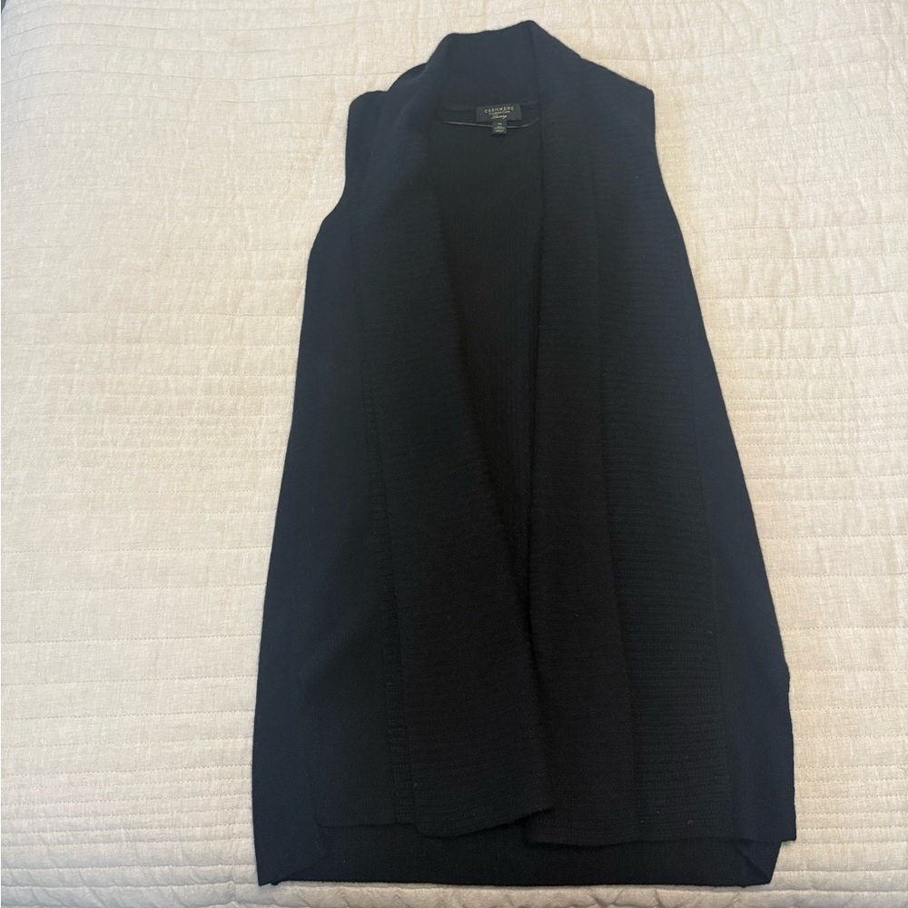 Cashmere Black Sleeveless Cardigan Vest